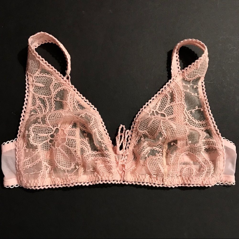 Victoria’s Secret Dream Angels crochet unlined bralette bra pink Medium - Picture 5 of 9